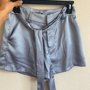 Grey high waist satin shorts!